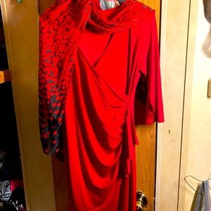 Beautiful red evening dress above knee length half sleeve